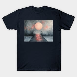 The moon over the lake. Abstraction T-Shirt